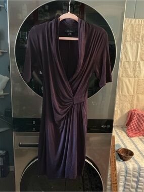 Soft Drapey, very flattering,  Deep Plum Wrap Dress, Karen Kane Quality size S